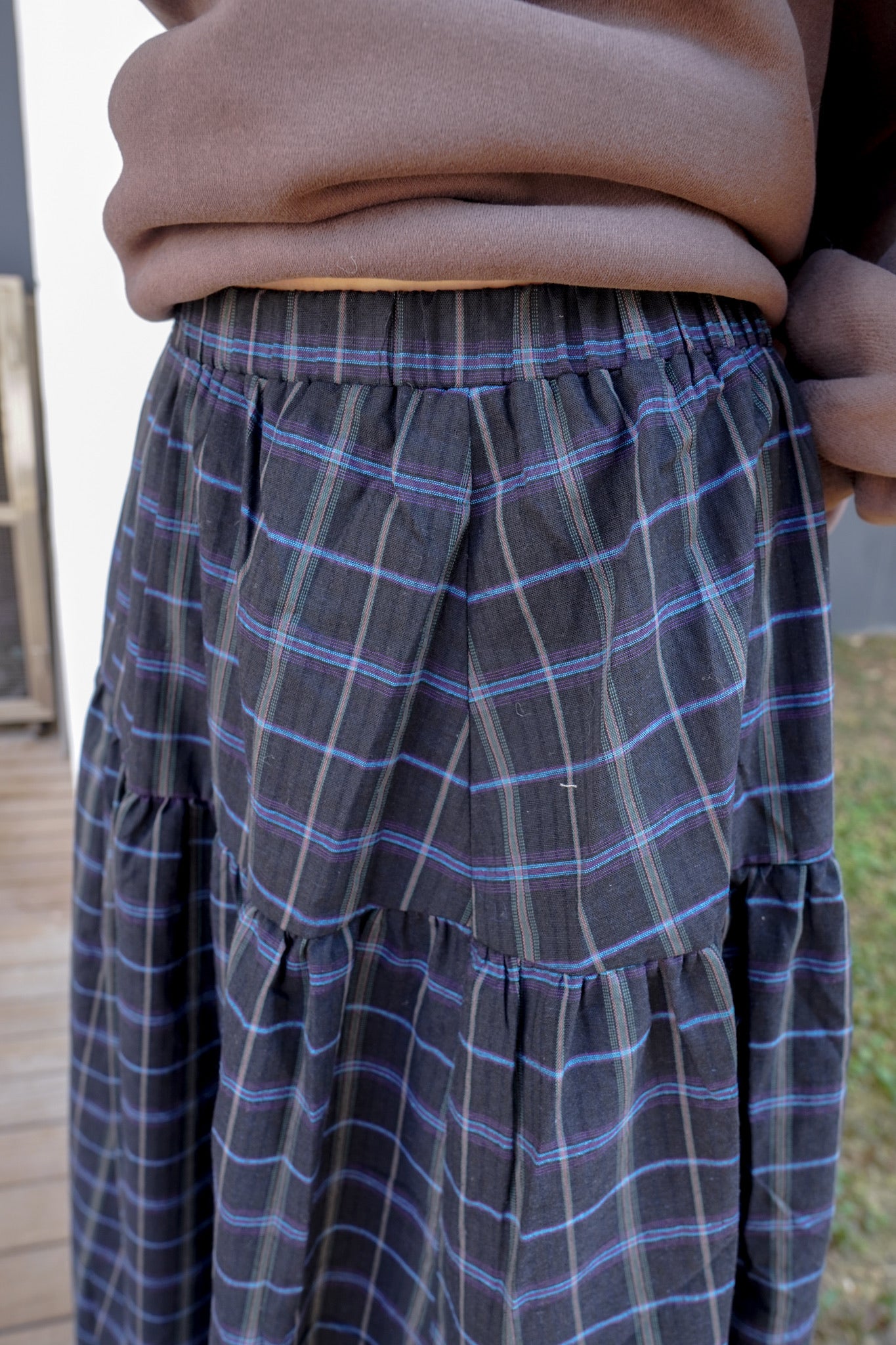 <現貨> 復古格紋A字高腰半身長裙