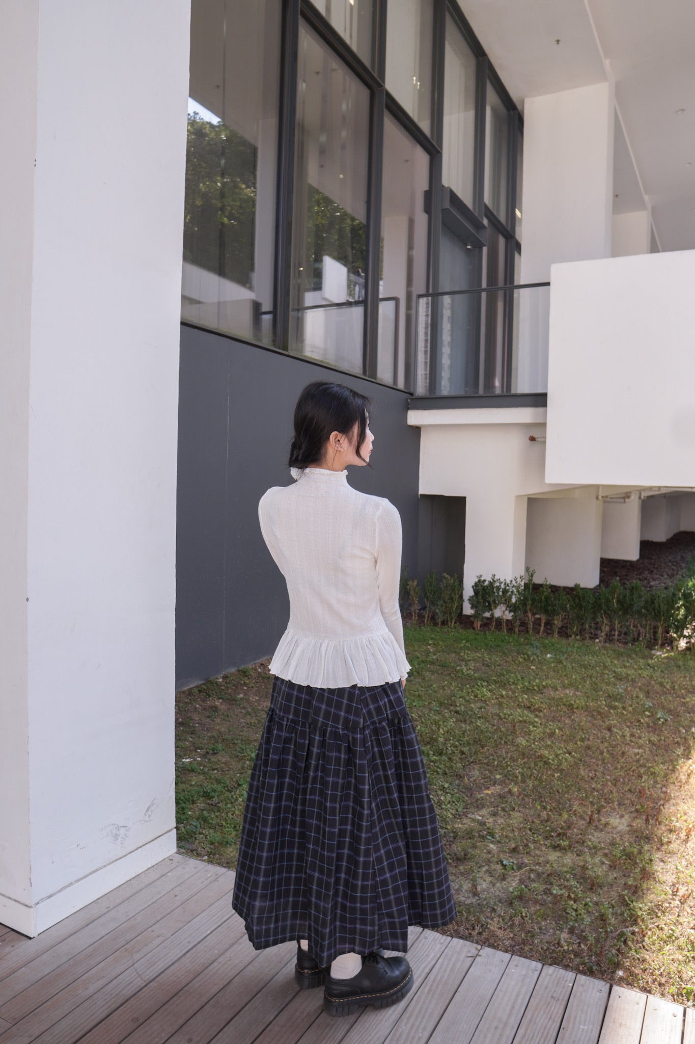 <預訂> 半高領ruffle邊傘型針織打底上衣