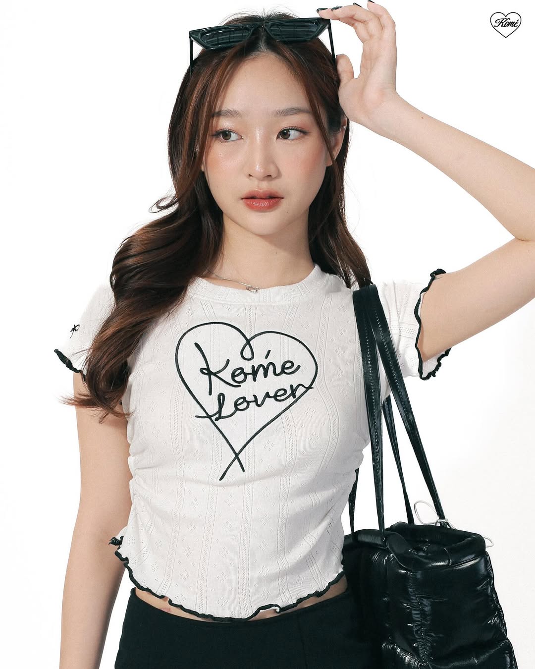 <預訂> 泰國小眾品牌🇹🇭 Kome花卉刺繡ruffle邊彈性Tee | 六色入
