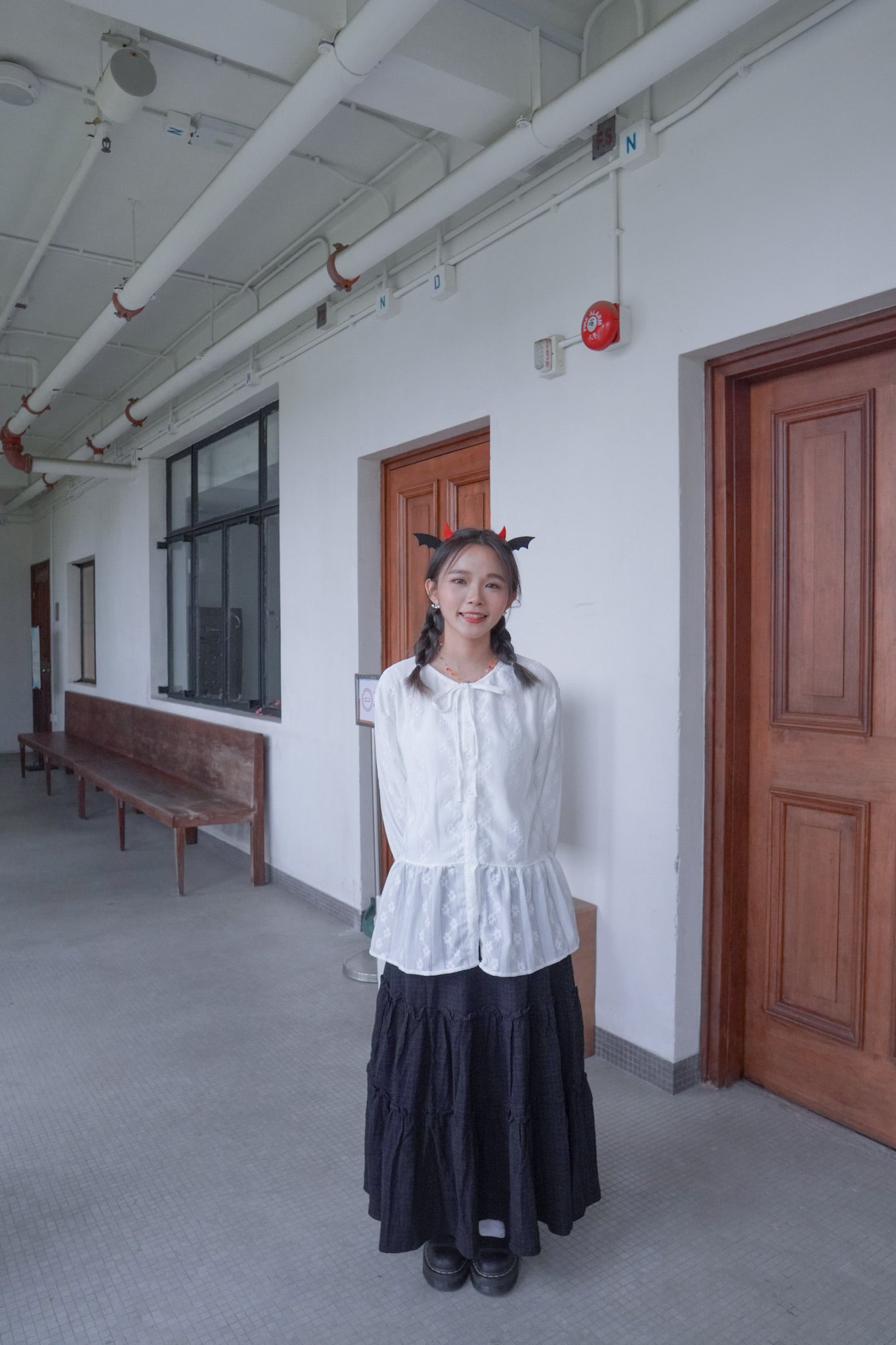 <現貨> 自家製 復古格紋ruffle邊半身長裙