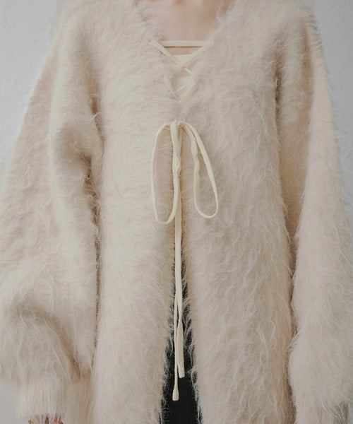 <預訂> 日本大人氣♡日牌 Apres Jour 2-Ways 毛茸茸繫帶針織開胸外套｜五色入