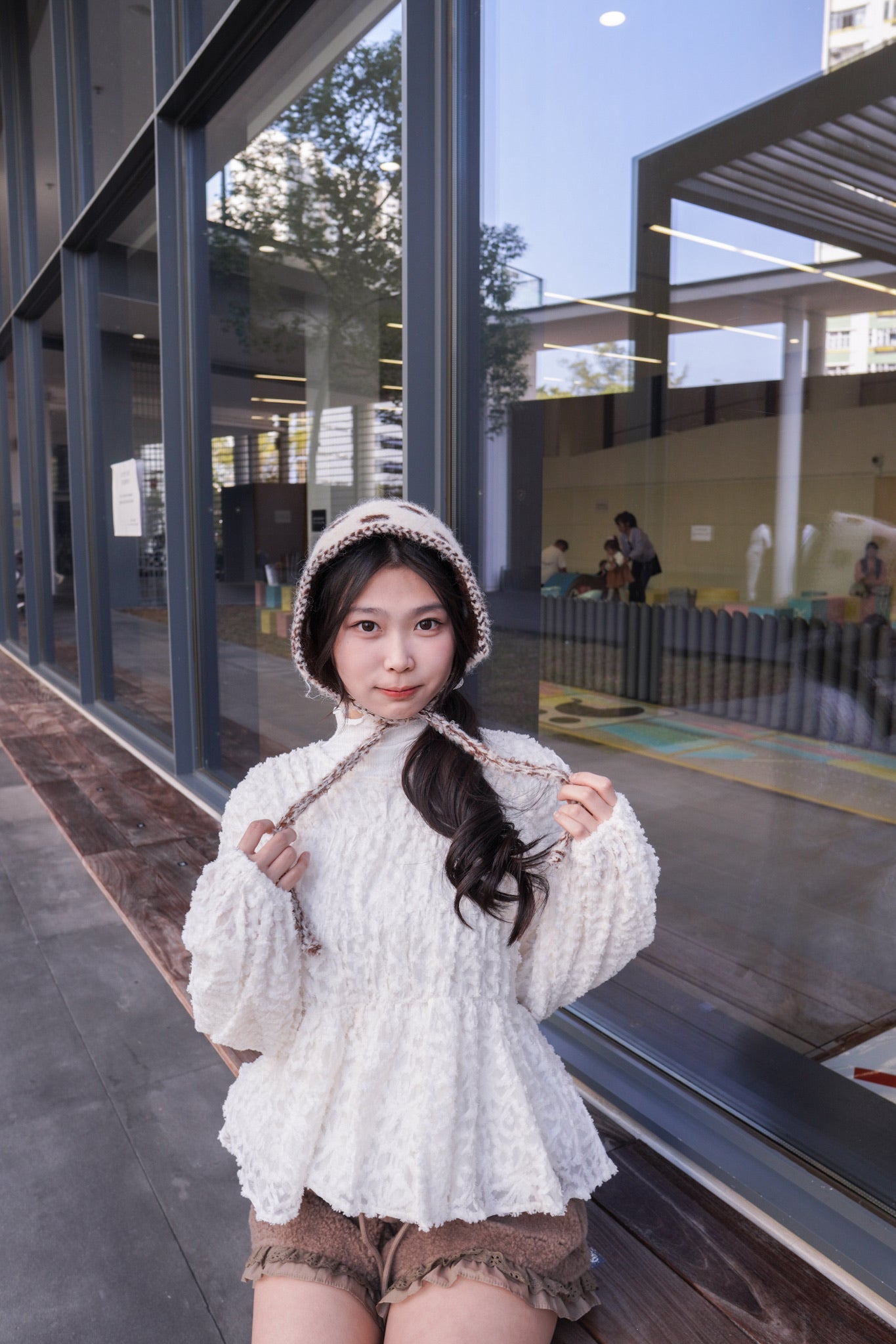 <現貨> 小熊高腰ruffle邊毛絨短褲