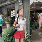 <預訂> 高質泰國人氣小眾品牌🇹🇭 手工彈性立體花花短袖上衣 | 白