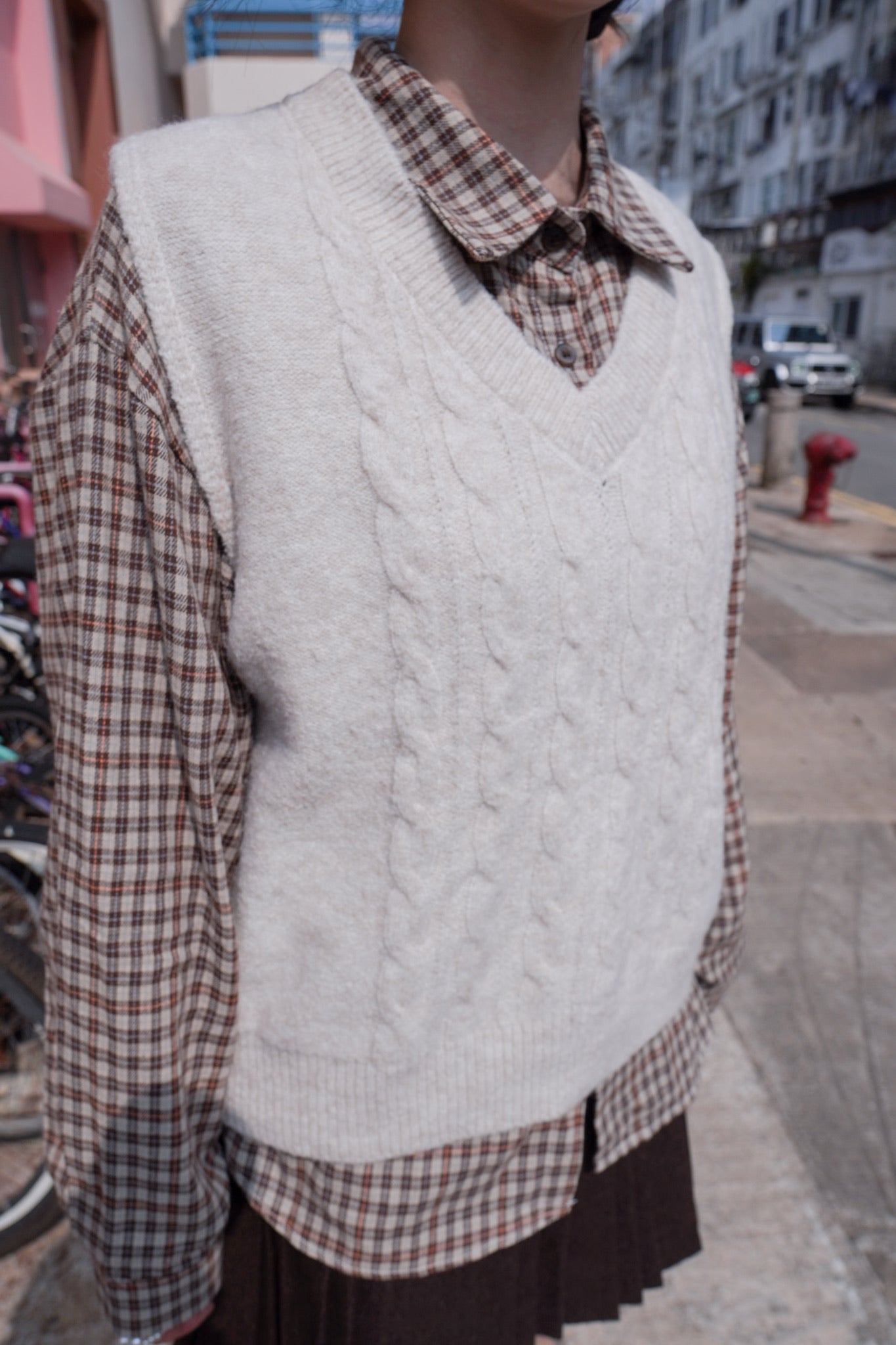 <現貨> v領麻花針織馬甲背心｜兩色入