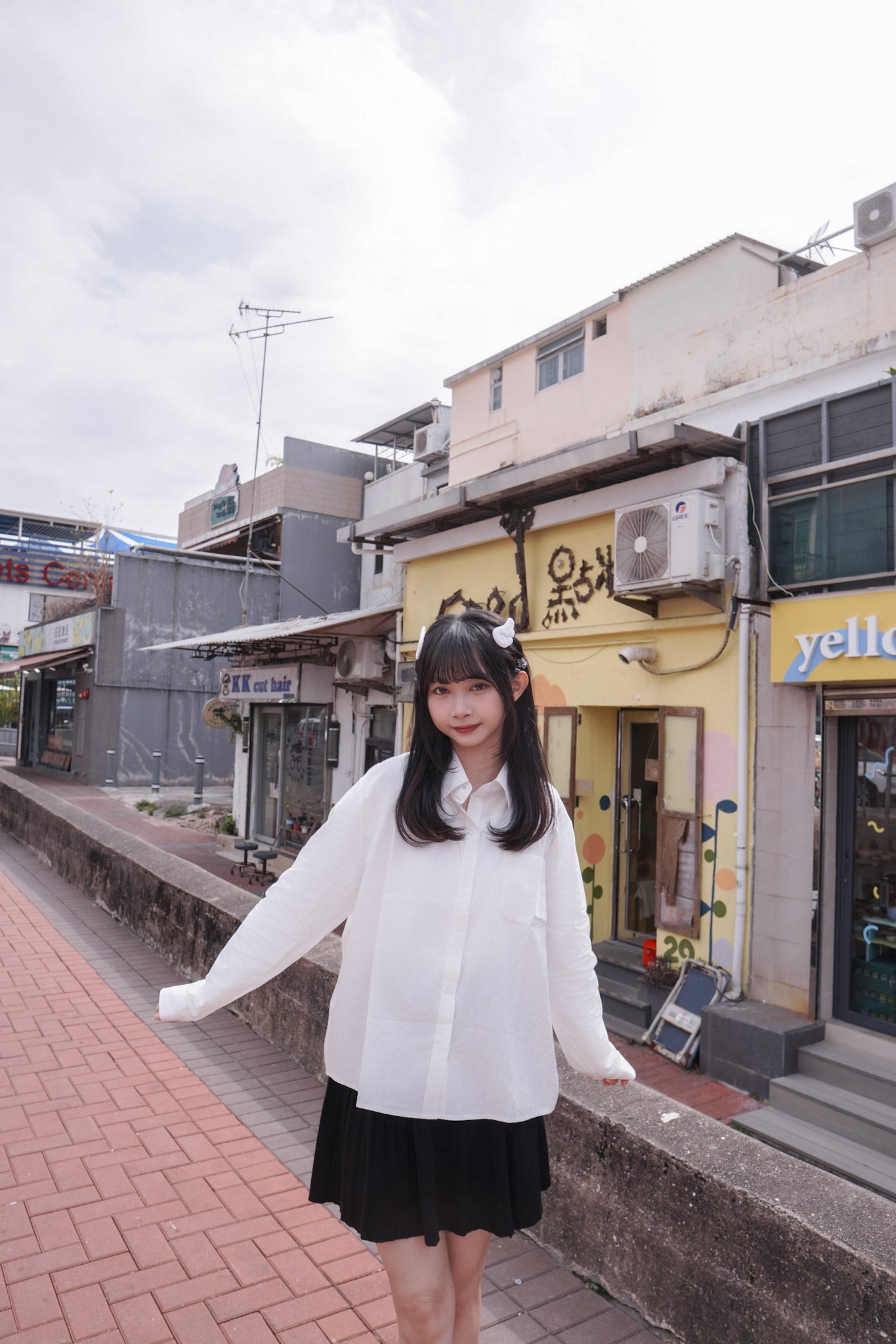 <現貨> 韓系全棉奶白長袖恤衫