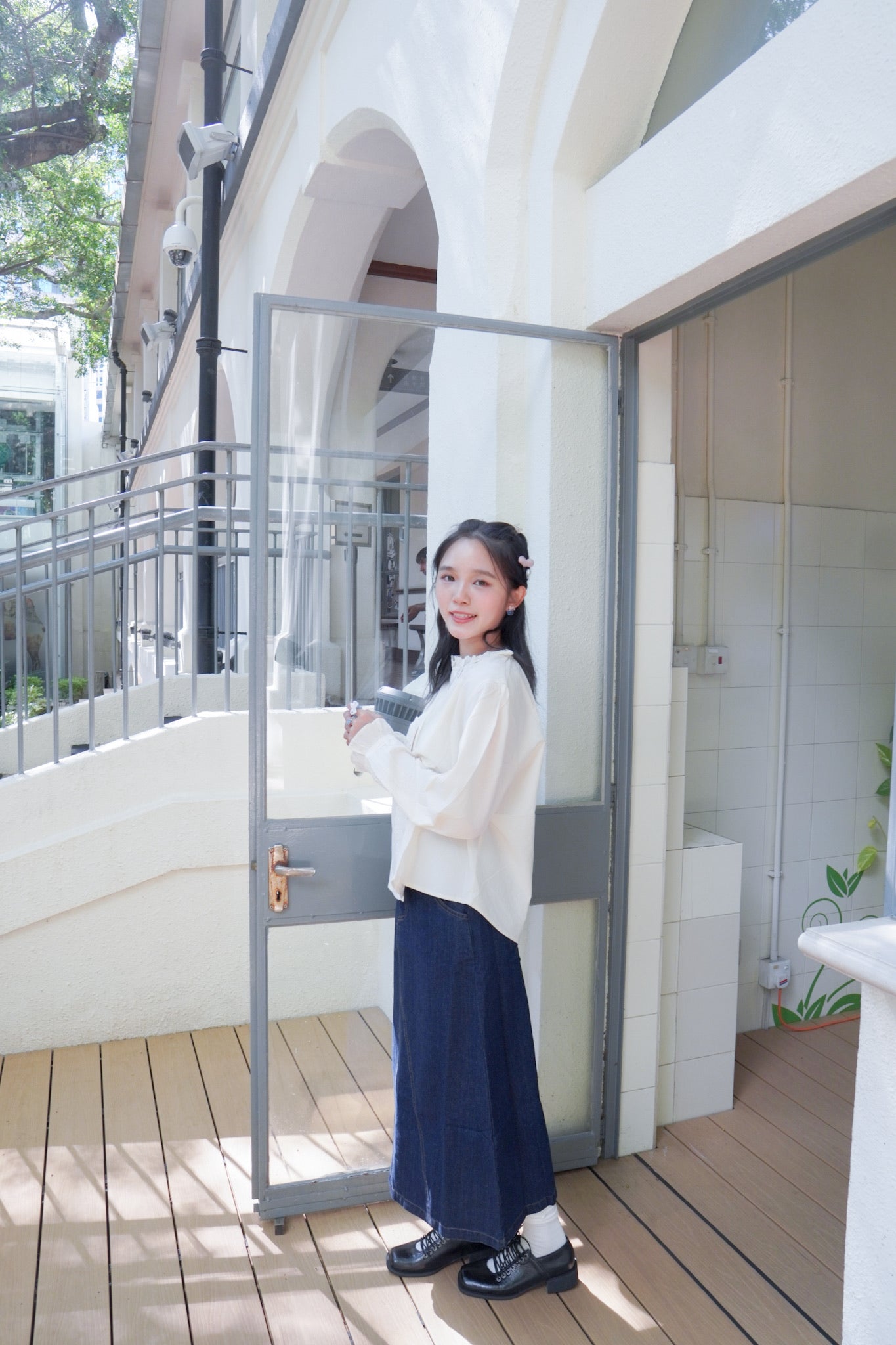 <現貨> 自家製 奶杏娃娃領蕾絲長袖裇衫