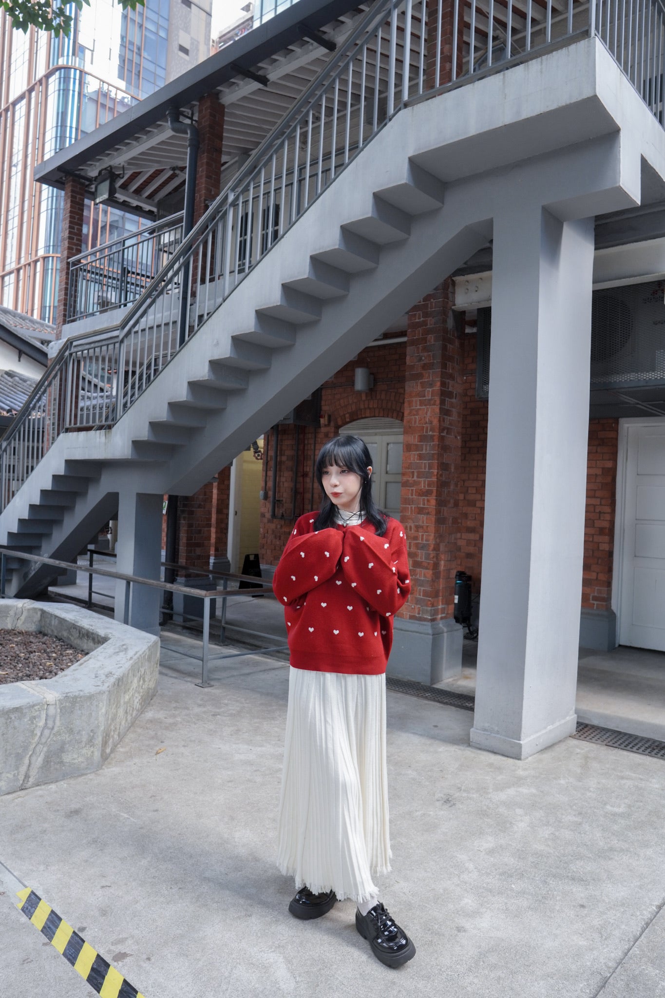 <現貨> 聖誕Party必入🎅🏻🌟心型印花提花針織長袖上衣