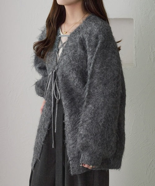 <預訂> 日本大人氣♡日牌 Apres Jour 2-Ways 毛茸茸繫帶針織開胸外套｜五色入