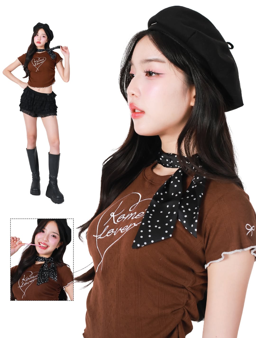 <預訂> 泰國小眾品牌🇹🇭 Kome花卉刺繡ruffle邊彈性Tee | 六色入