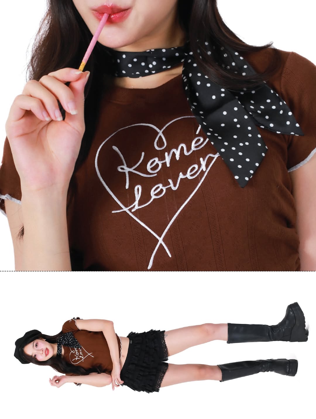 <預訂> 泰國小眾品牌🇹🇭 Kome花卉刺繡ruffle邊彈性Tee | 六色入