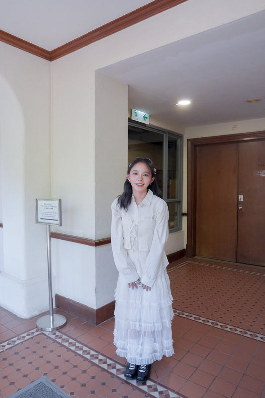 <預訂> 皺皺吊帶背心+長袖裇衫兩件套