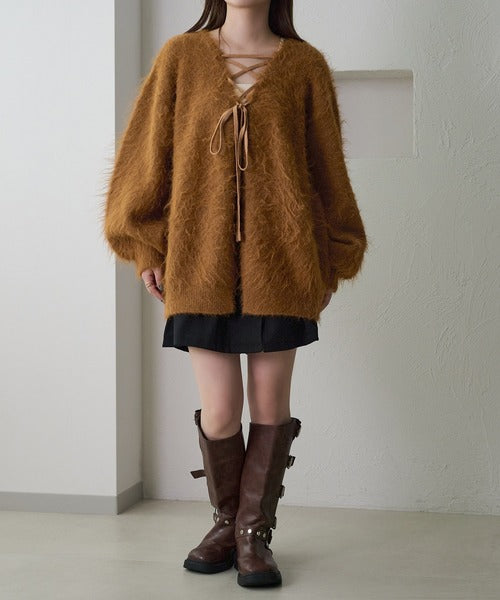 <預訂> 日本大人氣♡日牌 Apres Jour 2-Ways 毛茸茸繫帶針織開胸外套｜五色入