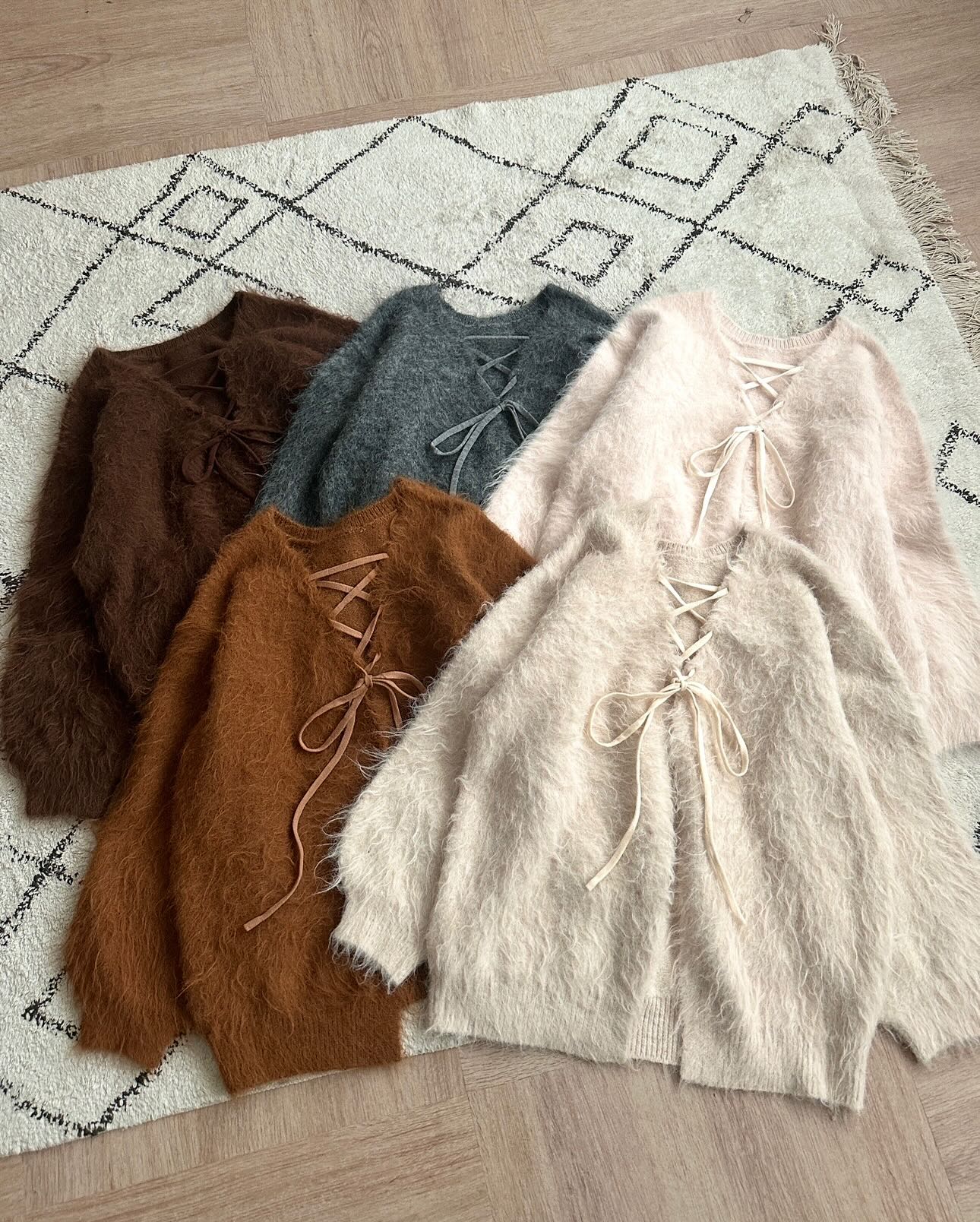 <預訂> 日本大人氣♡日牌 Apres Jour 2-Ways 毛茸茸繫帶針織開胸外套｜五色入