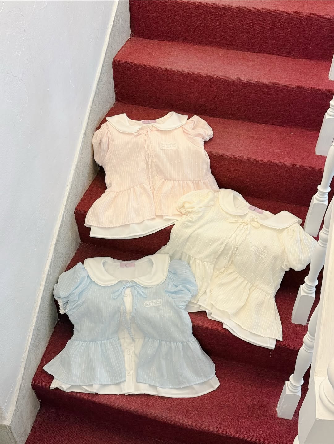 <預訂> 泰國小眾品牌🇹🇭 超可愛雙層彼得波點潘領襯衫 | 三色入