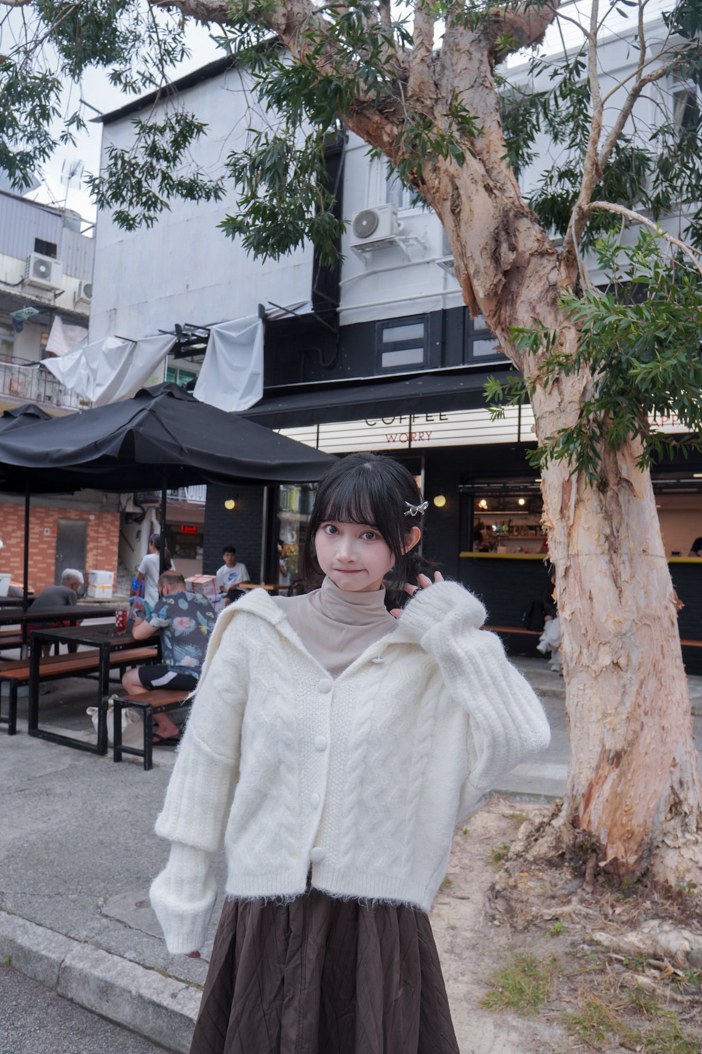 <現貨> 學院風大反領麻花開胸針織外套｜兩色入