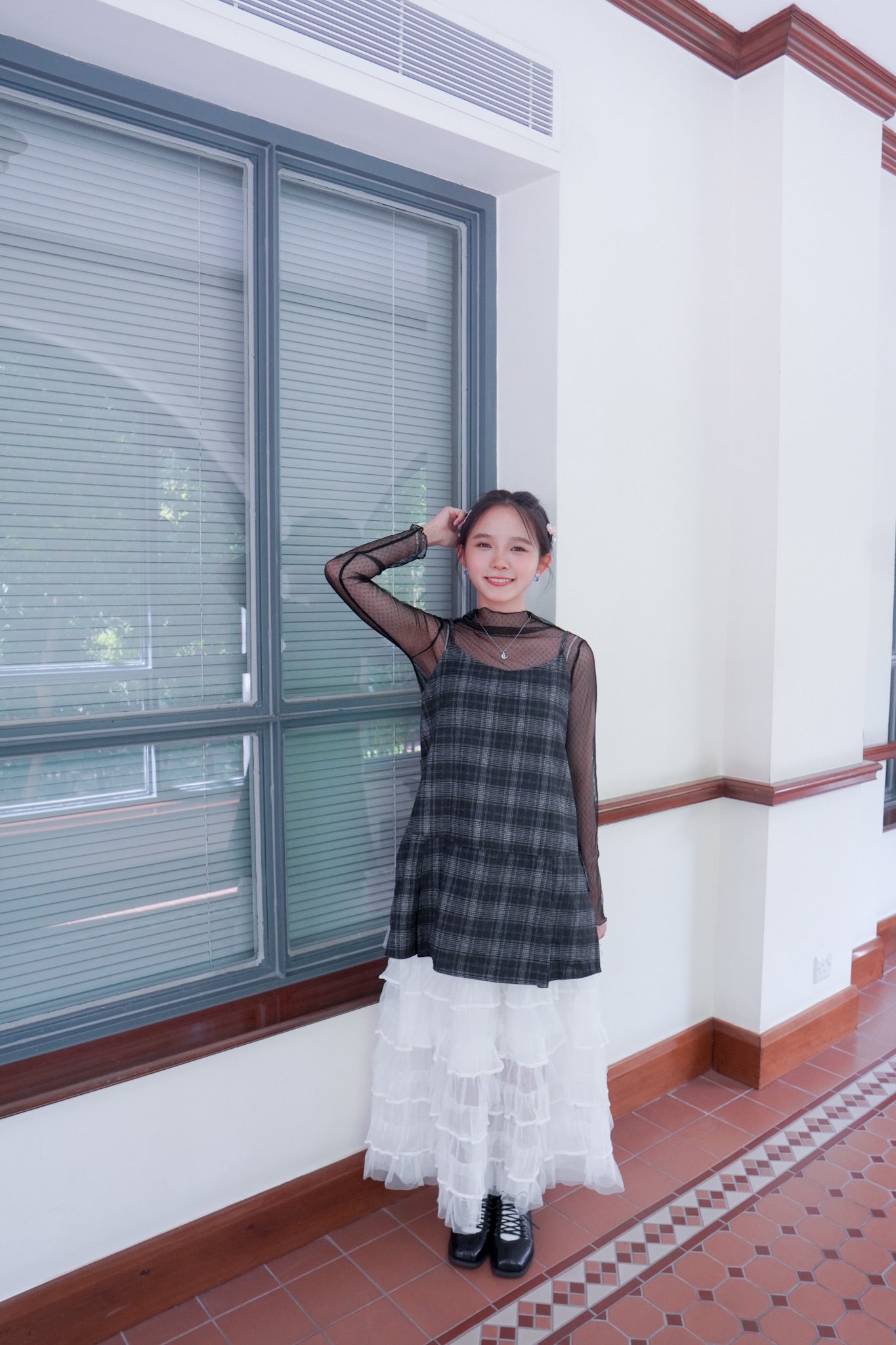 <現貨> 自家製 小奶白蛋糕多層薄紗半身長裙