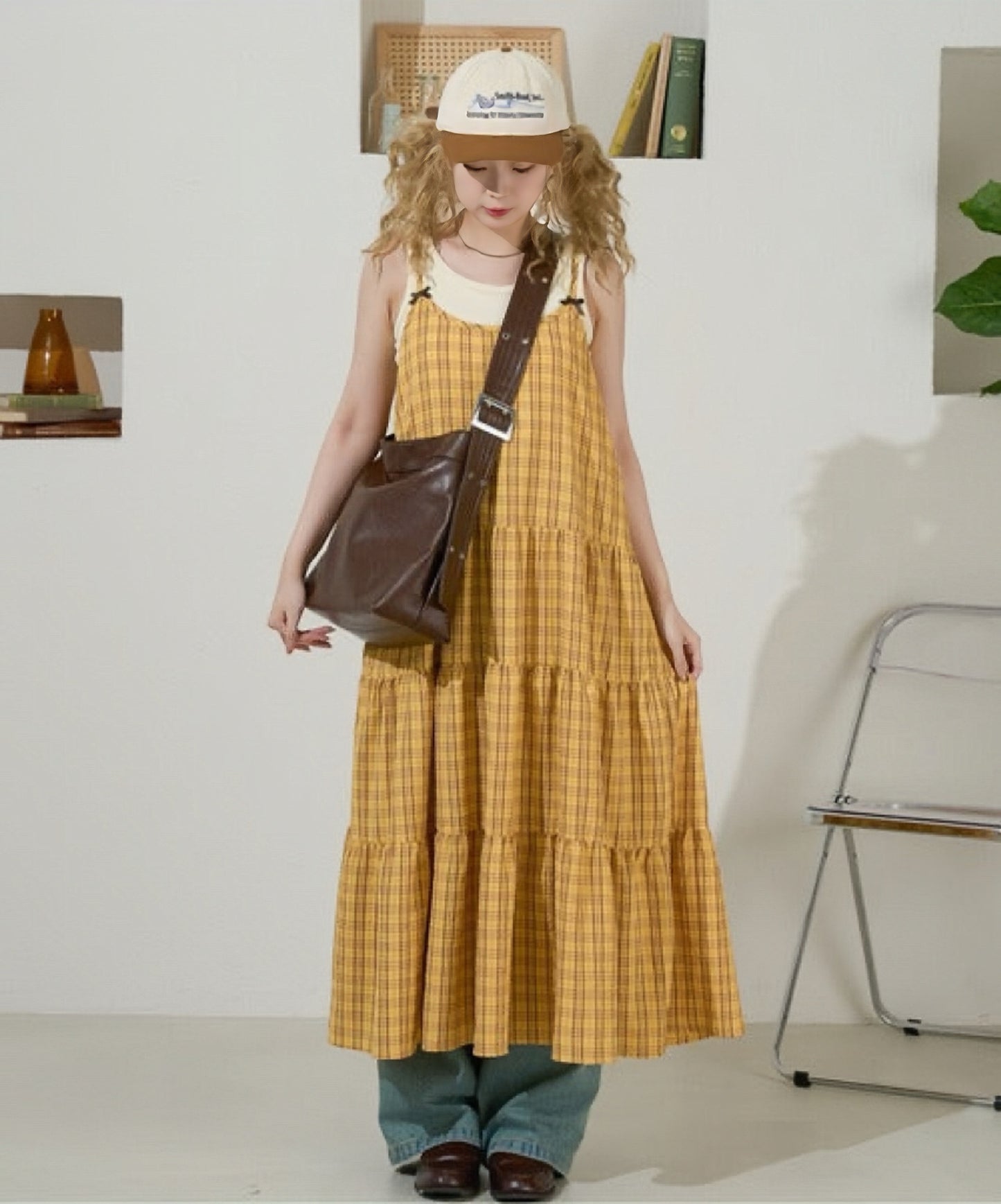 <預訂> 日牌Kutir 大人氣 蝴蝶結層疊吊帶格紋連身裙｜九色入