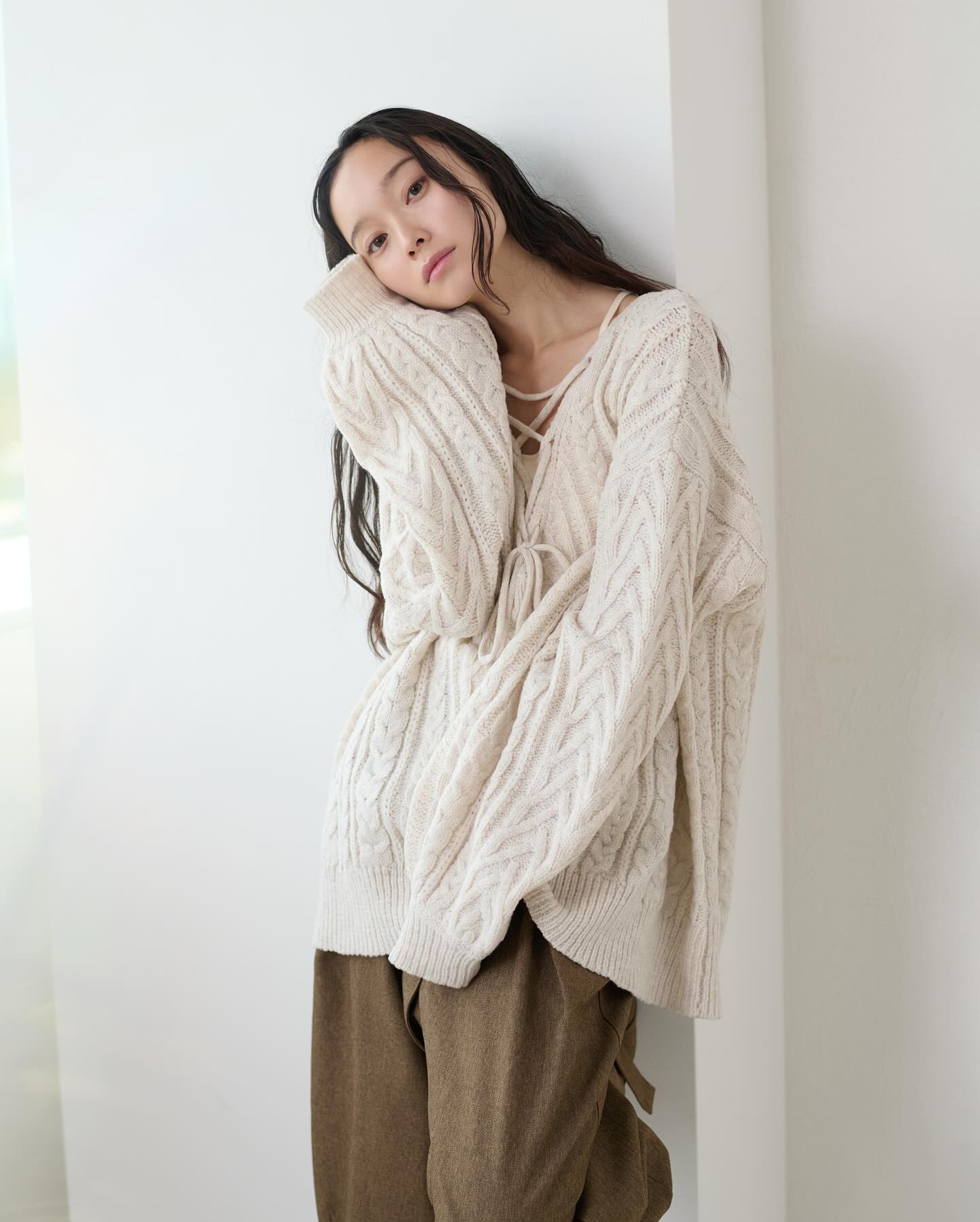 <預訂> 日本大人氣♡日牌 Apres Jour 2-Ways 繫帶麻花針織上衣｜三色入