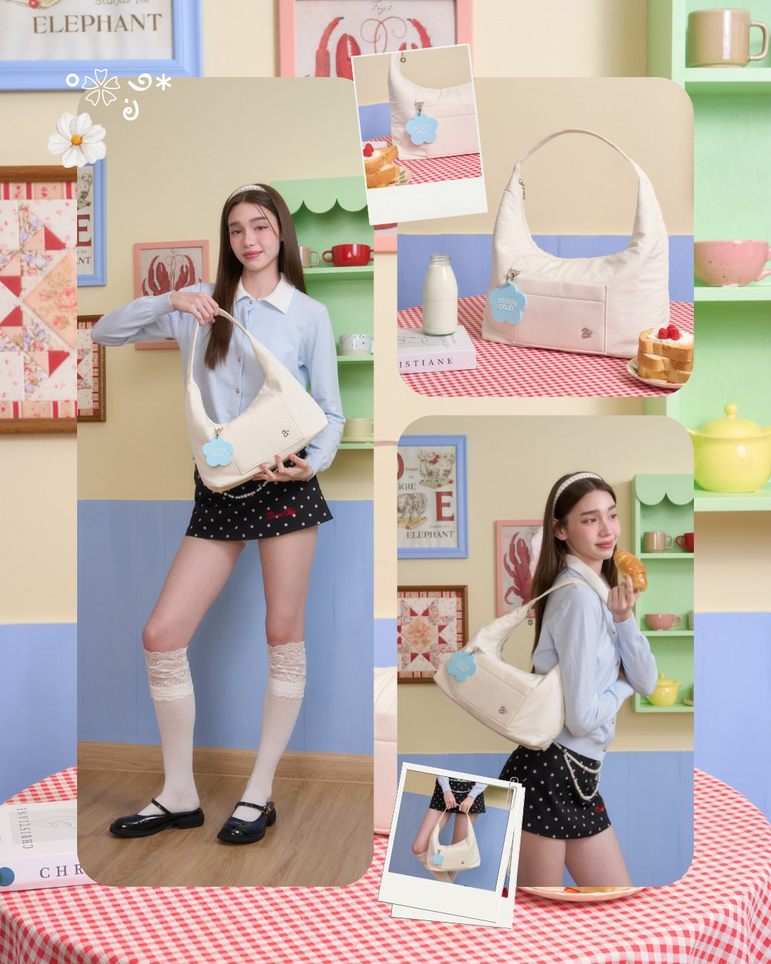 <預訂> 泰國小眾品牌🇹🇭 超人氣大容量防水手提袋 (附贈花朵裝飾配件) | 七色入