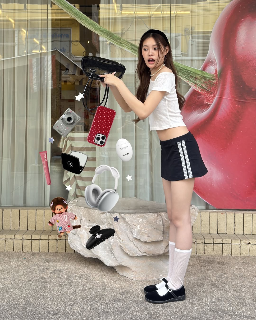 <預訂> 泰國小眾品牌🇹🇭 Kome露肩簡約刺繡短袖上衣 | 四色入