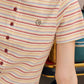 <預訂> 泰國小眾品牌🇹🇭 間條圓領LOGO花花鈕扣Tee | 三色入