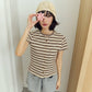 <預訂> 泰國小眾品牌🇹🇭 間條圓領LOGO花花鈕扣Tee | 三色入