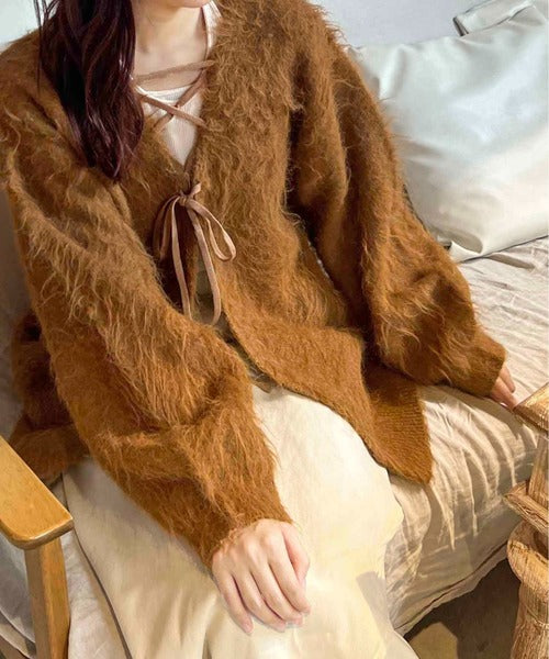 <預訂> 日本大人氣♡日牌 Apres Jour 2-Ways 毛茸茸繫帶針織開胸外套｜五色入