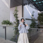 <現貨> comeback♡ ruffle邊小奶白拼接半身長裙