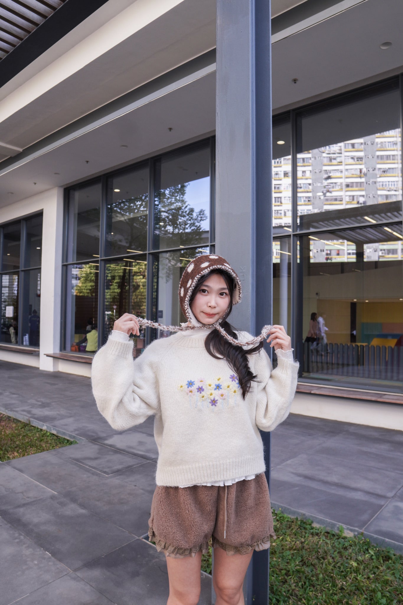 <現貨> 小熊高腰ruffle邊毛絨短褲