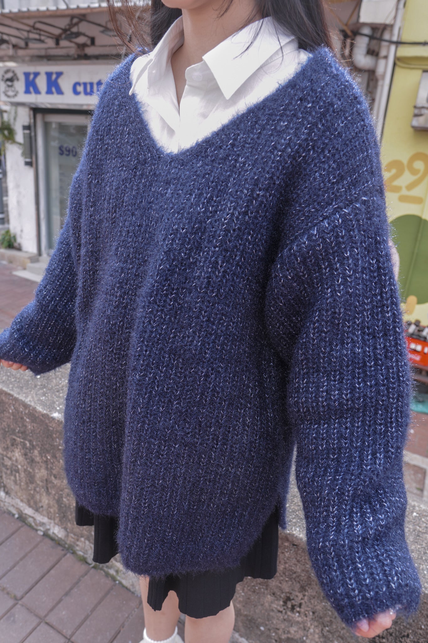 <現貨> BlingBling後綁帶毛茸茸針織上衣