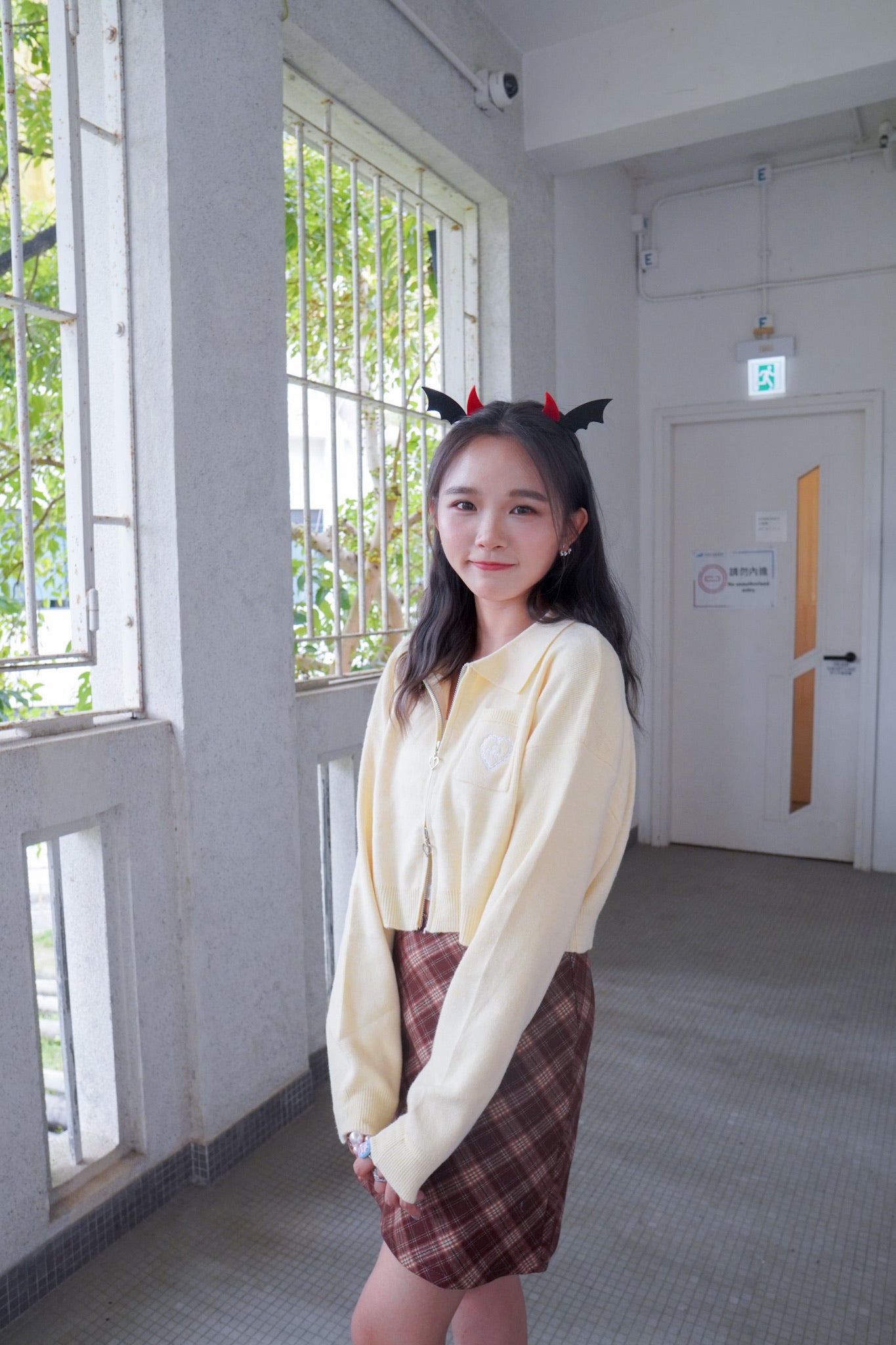 <現貨> 自家製 格紋撞色毛呢半身短裙| 兩色入