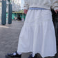 <現貨> ruffle邊小奶白拼接半身長裙