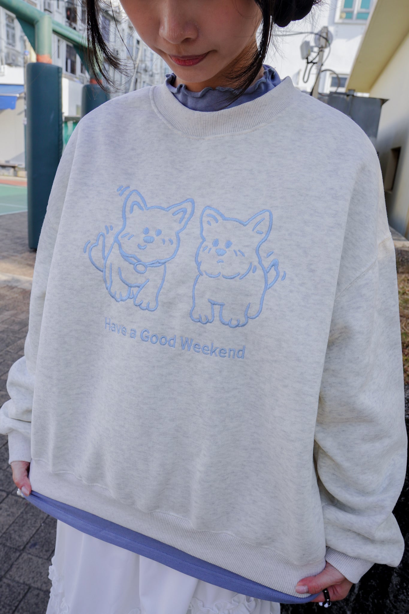 <現貨> 小狗刺繡LOGO長袖衛衣 | 兩色入