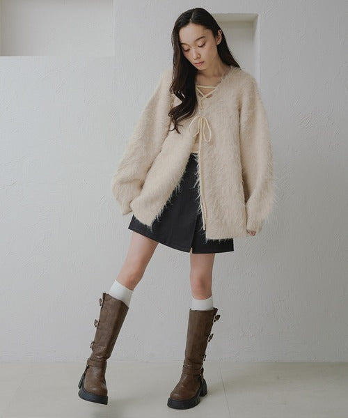 <預訂> 日本大人氣♡日牌 Apres Jour 2-Ways 毛茸茸繫帶針織開胸外套｜五色入