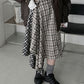 <預訂> JP 日牌FY 不對稱拼色格紋裹身半身長裙