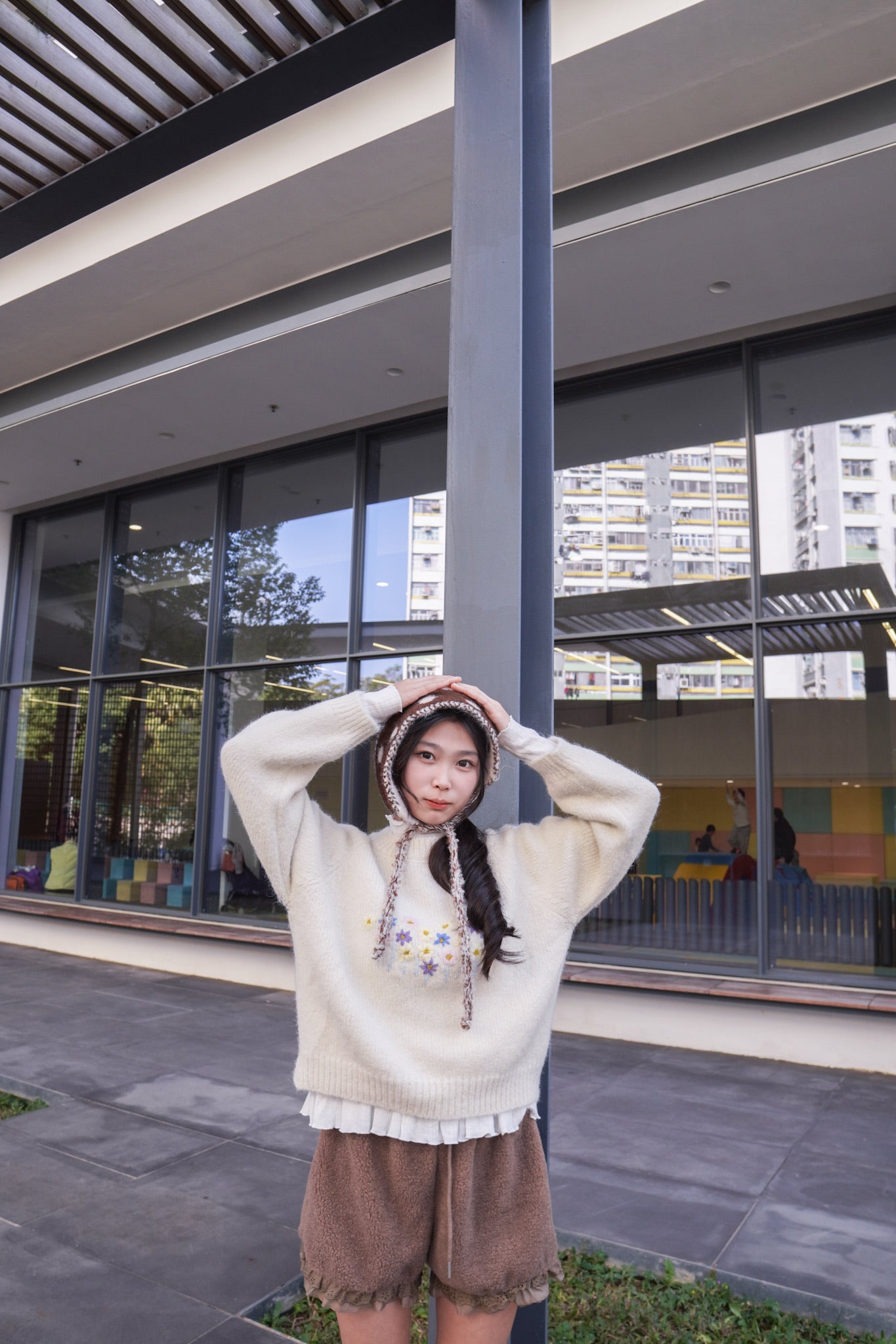 <現貨> 小熊高腰ruffle邊毛絨短褲