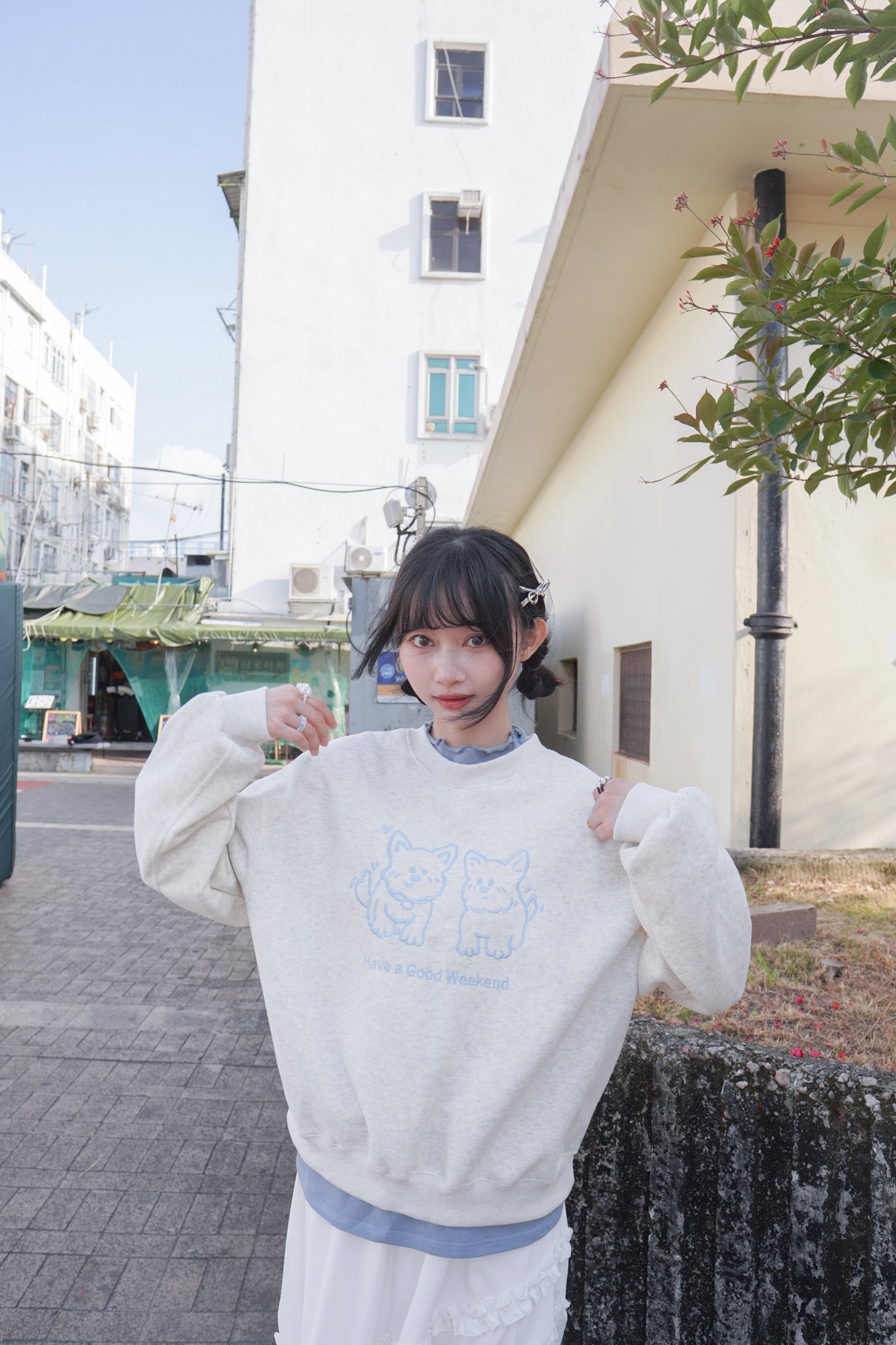 <現貨> 小狗刺繡LOGO長袖衛衣 | 兩色入