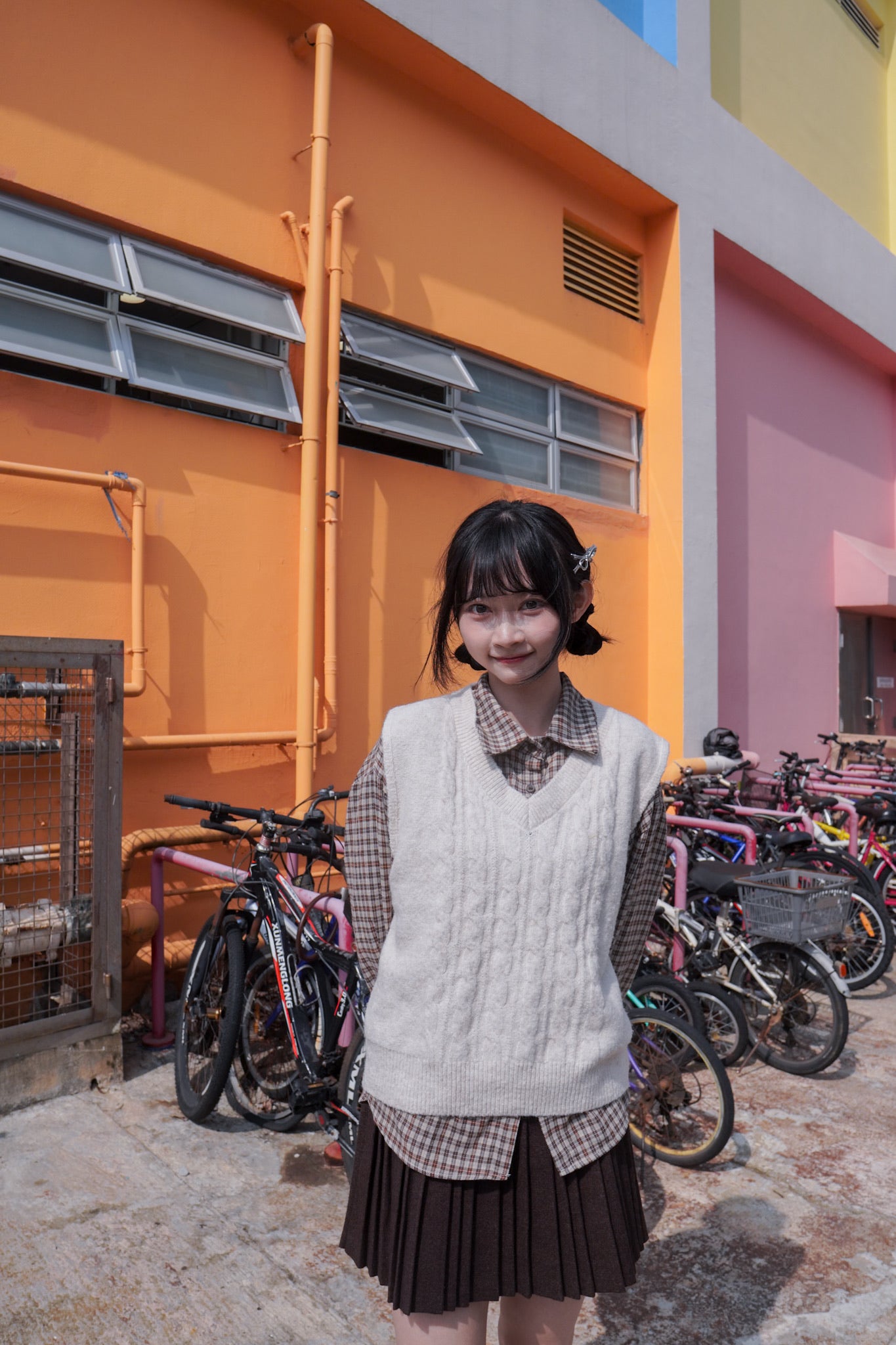 <現貨> 自家製 格仔開胸長袖Polo恤衫上衣｜兩色入