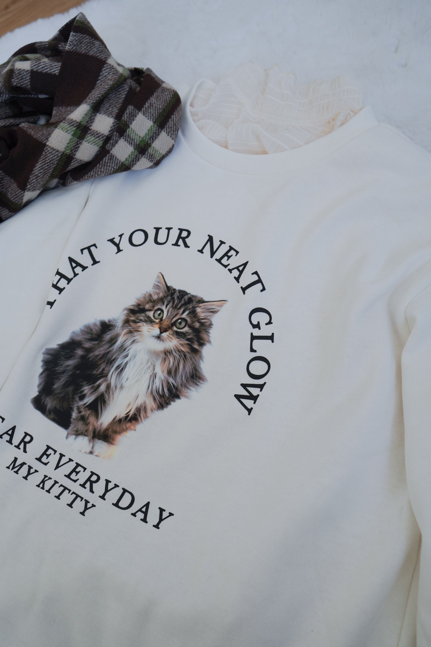 <預訂> 暖笠笠可愛小貓圖案拉絨毛衛衣｜兩色入