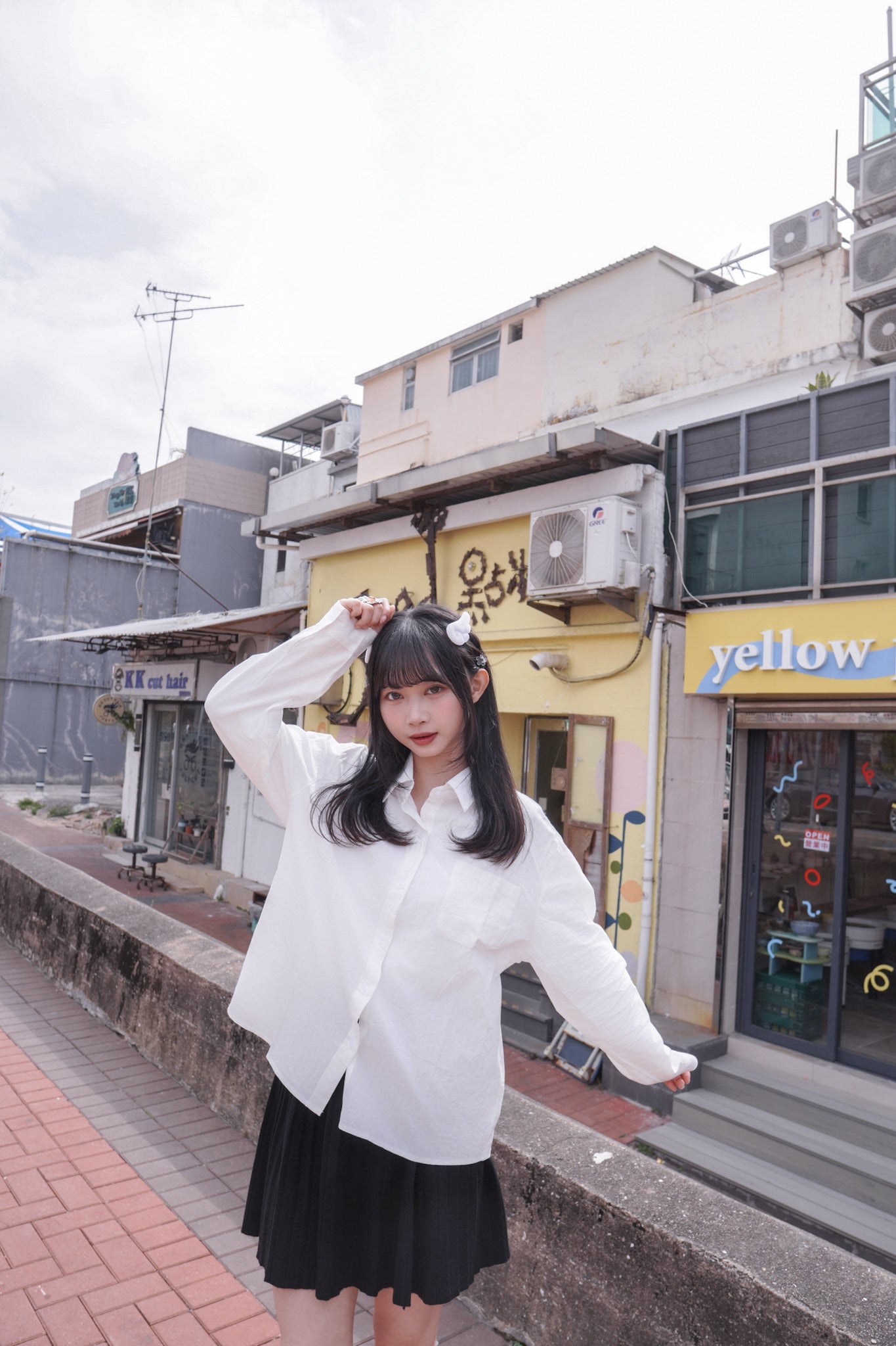 <現貨> 韓系全棉奶白長袖恤衫