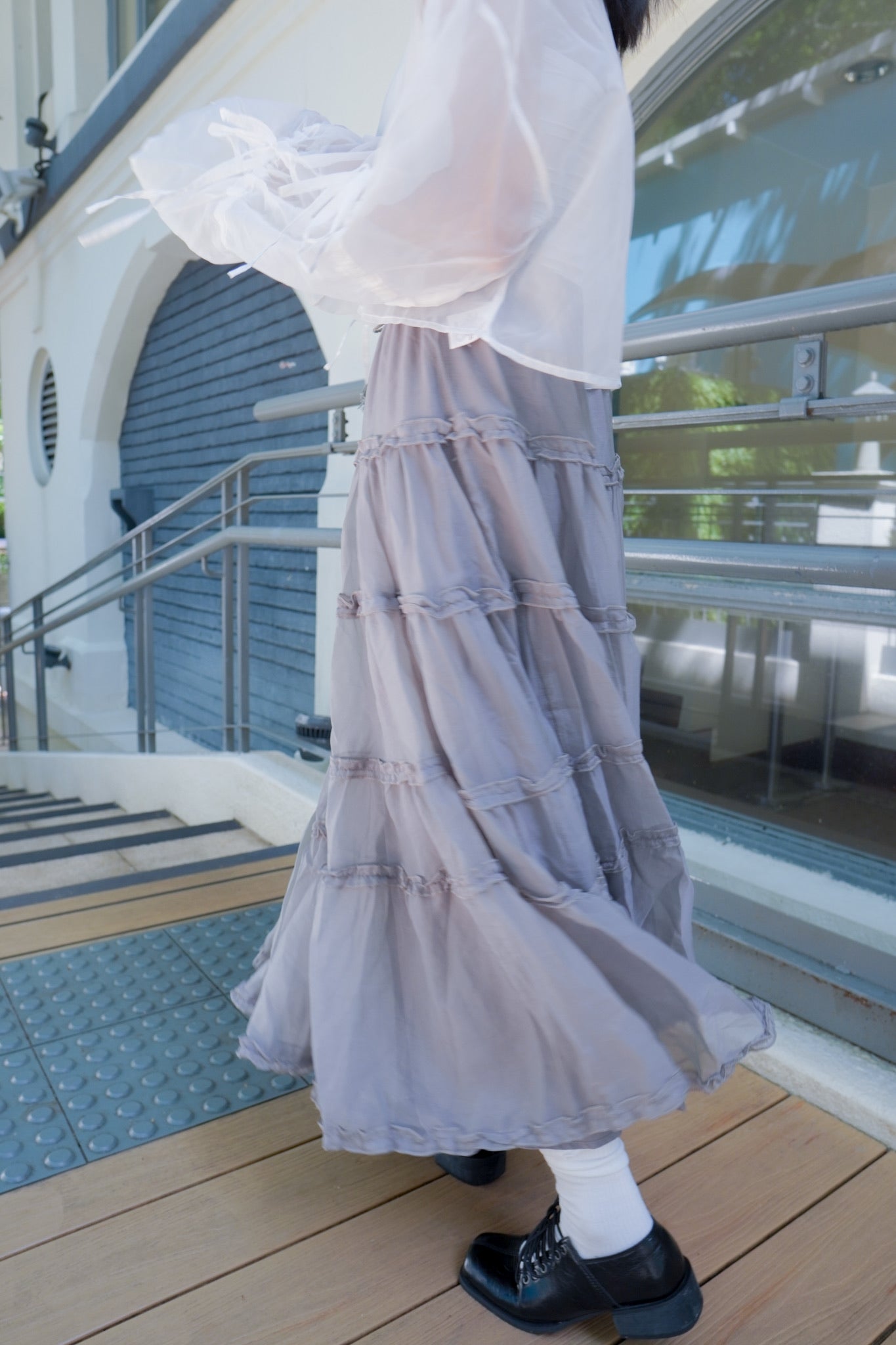 <現貨> 自家製 復古層層薄紗半身長裙