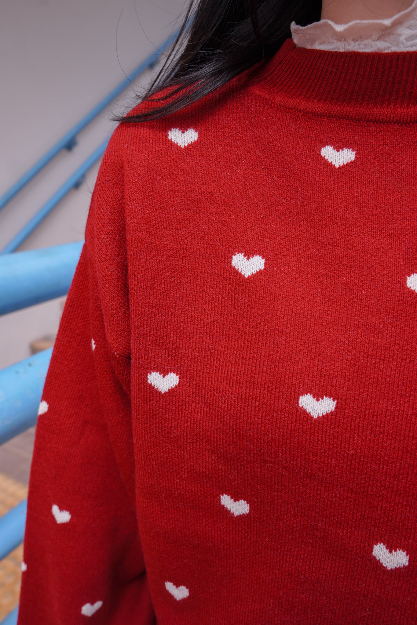 <現貨> 新年限定🧧🍊心型印花提花針織長袖上衣