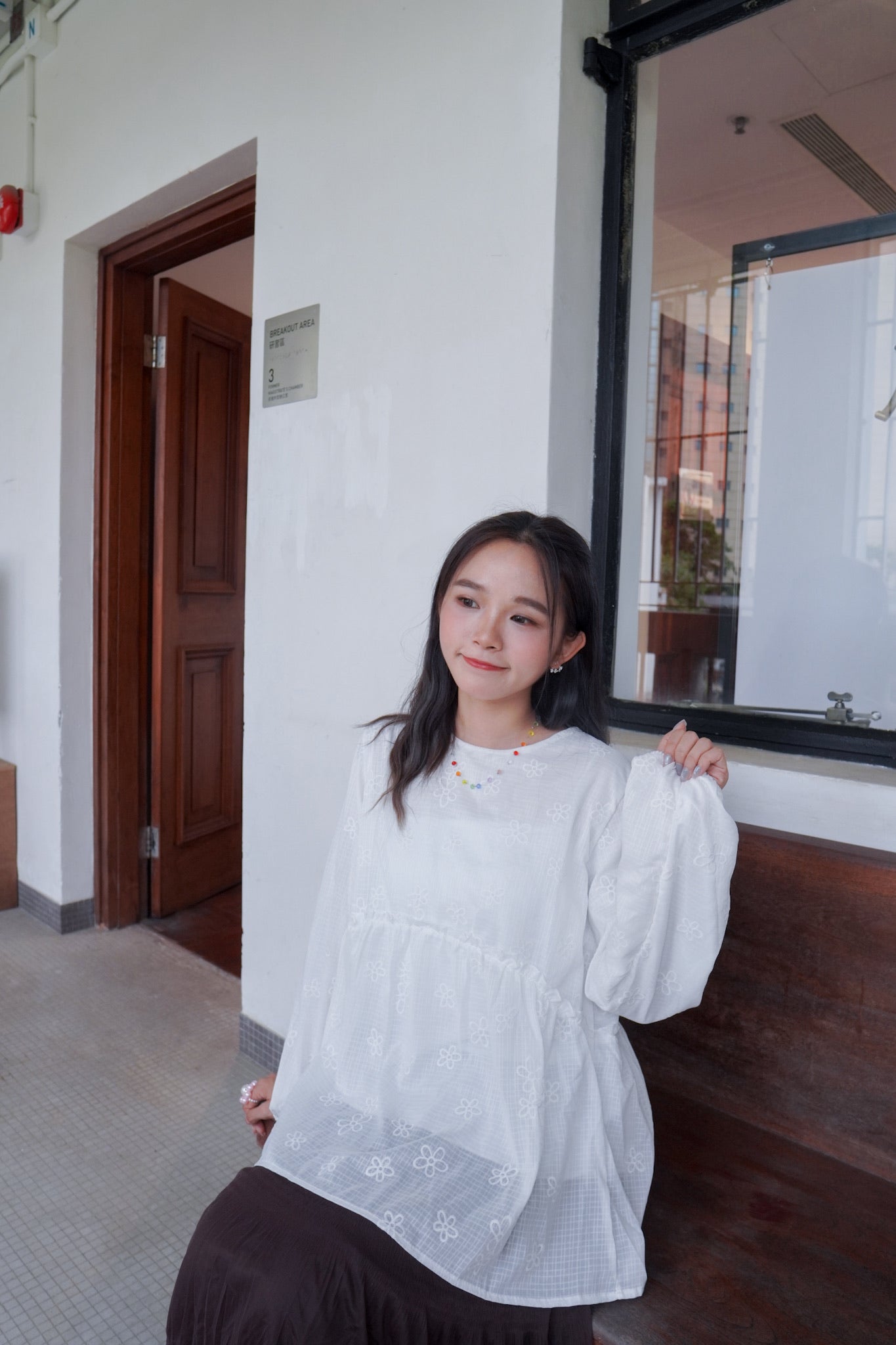 <現貨> 獨家款 泰國人手製作! 格紋小花卉泡泡袖上衣｜兩色入