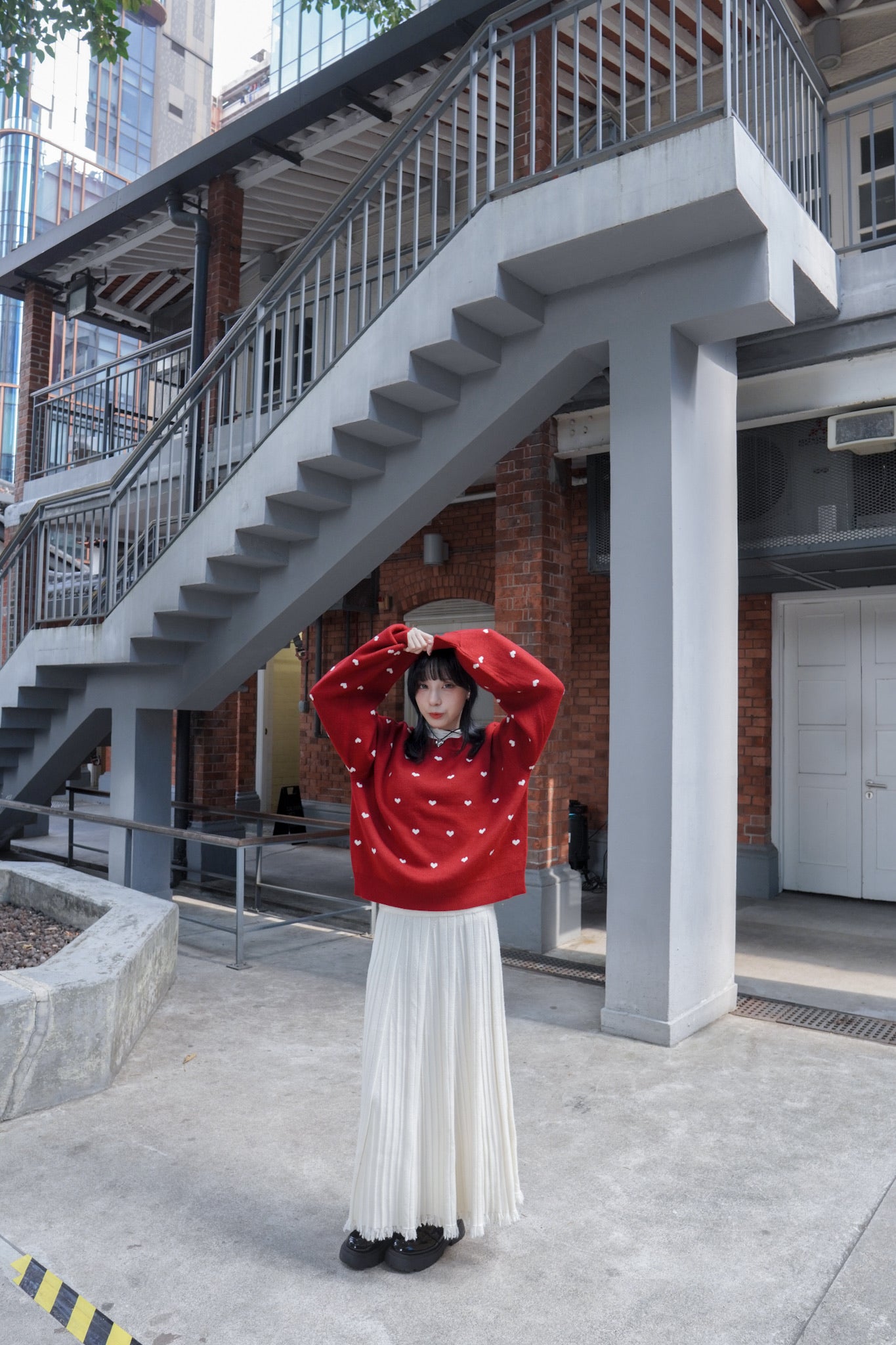 <現貨> 聖誕Party必入🎅🏻🌟心型印花提花針織長袖上衣