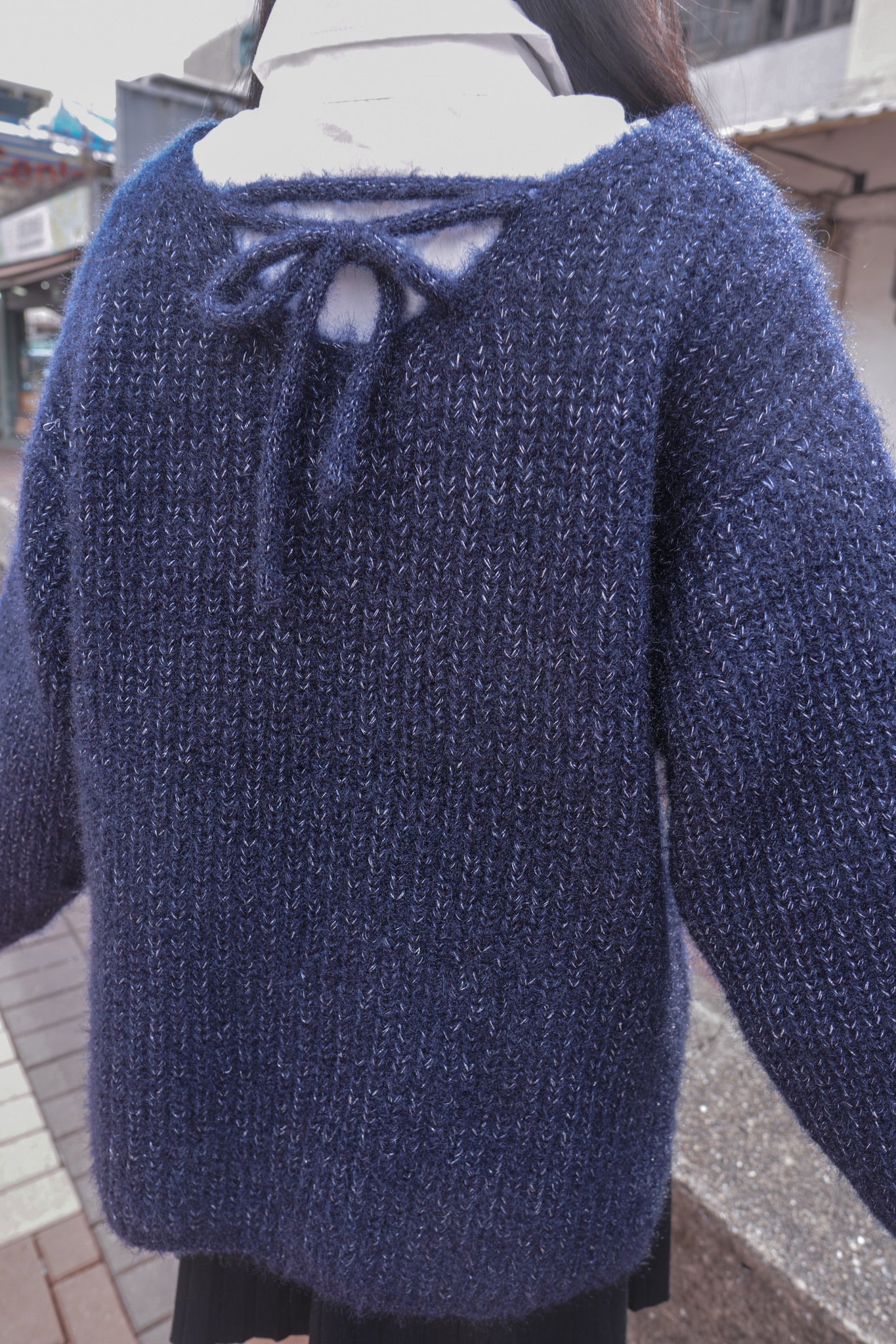 <現貨> BlingBling後綁帶毛茸茸針織上衣