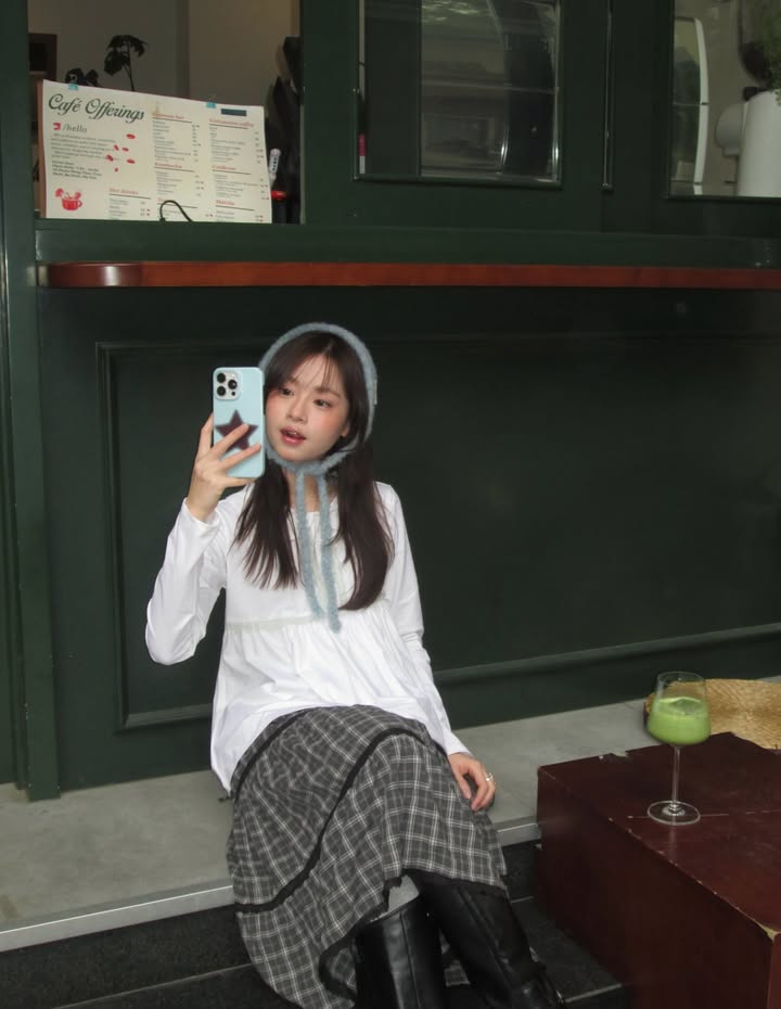 <預訂> 越南小眾品牌🇻🇳 側綁帶格紋蕾絲半身三層蛋糕中長裙