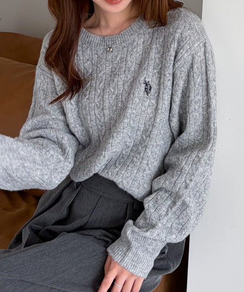 <預訂> 日本直送🇯🇵 U.S. POLO ASSN.刺繡logo絞花針織上衣 | 七色入