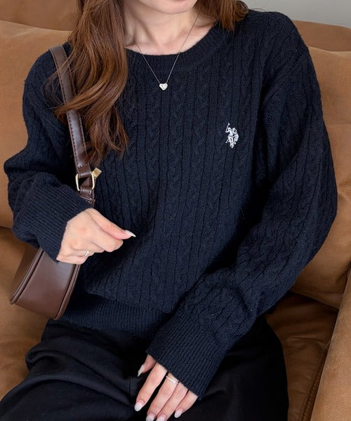 <預訂> 日本直送🇯🇵 U.S. POLO ASSN.刺繡logo絞花針織上衣 | 七色入