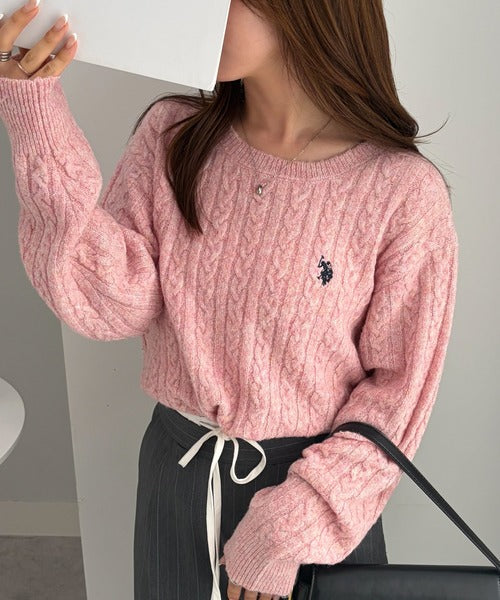 <預訂> 日本直送🇯🇵 U.S. POLO ASSN.刺繡logo絞花針織上衣 | 七色入