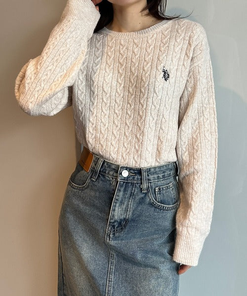 <預訂> 日本直送🇯🇵 U.S. POLO ASSN.刺繡logo絞花針織上衣 | 七色入